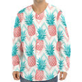 Bright Zig Zag Pineapple Pattern Print Long Sleeve Baseball Jersey
