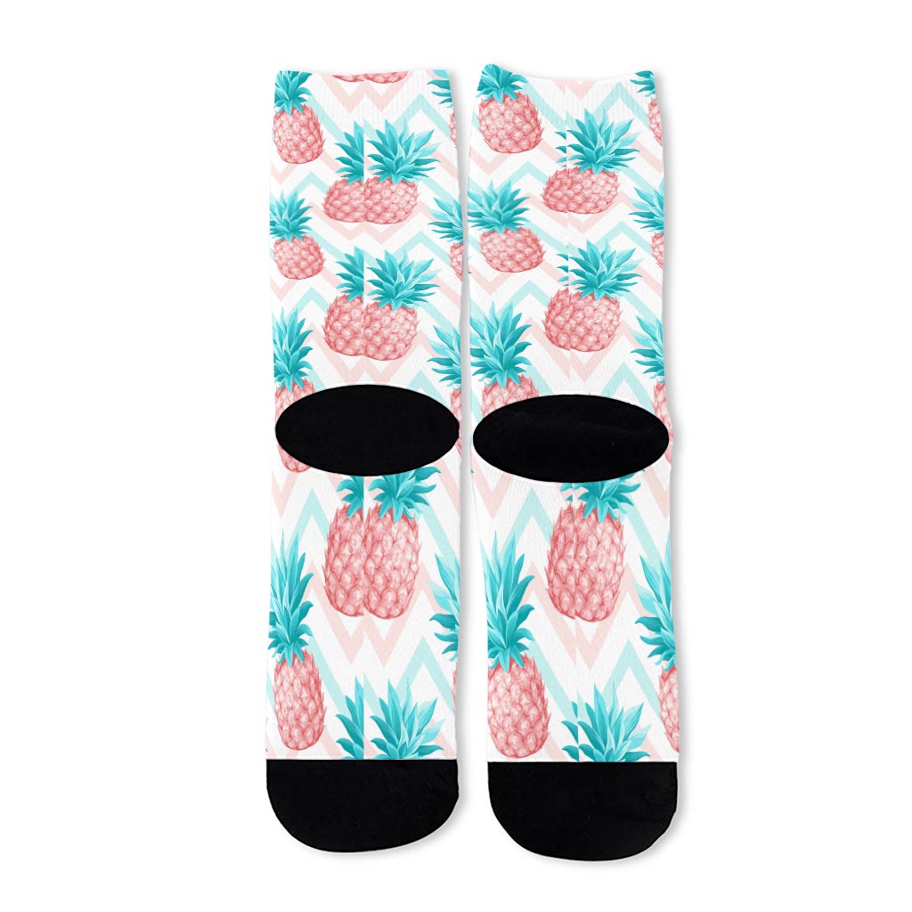Bright Zig Zag Pineapple Pattern Print Long Socks