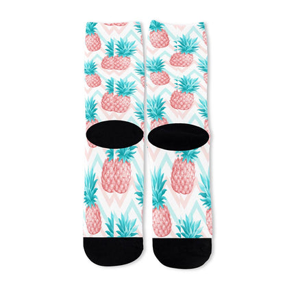 Bright Zig Zag Pineapple Pattern Print Long Socks
