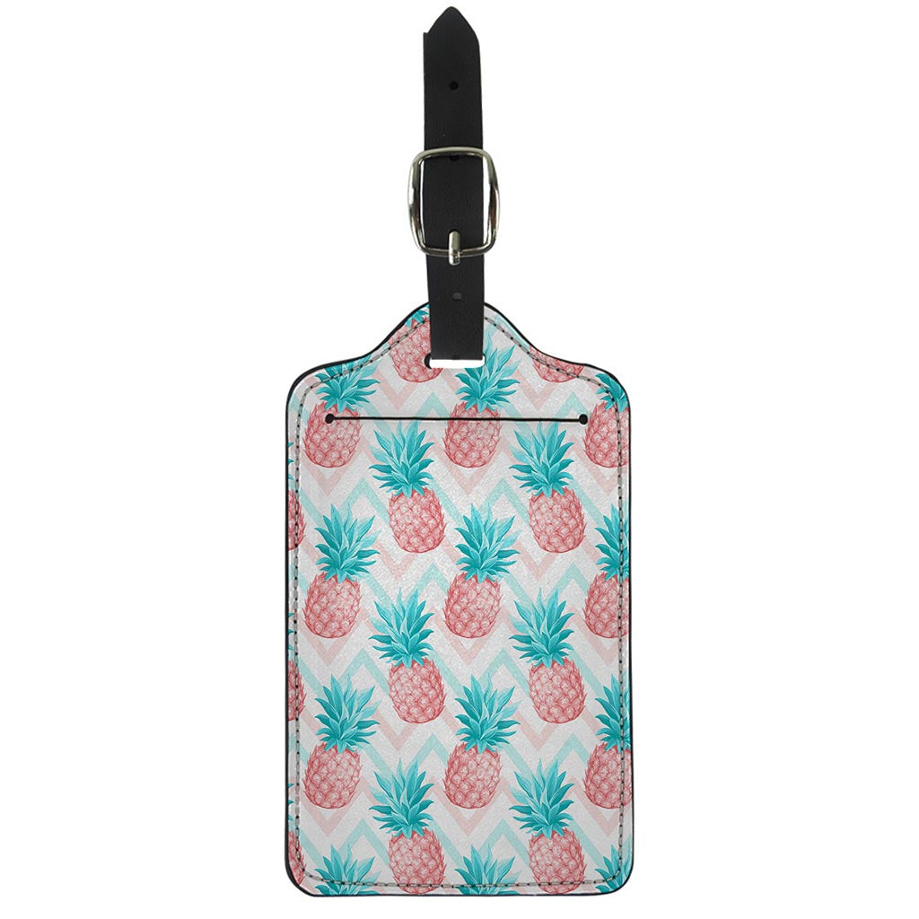 Bright Zig Zag Pineapple Pattern Print Luggage Tag