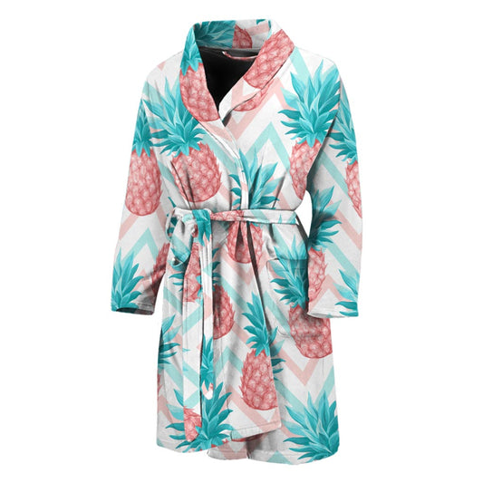Bright Zig Zag Pineapple Pattern Print Men's Bathrobe