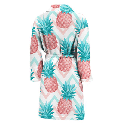 Bright Zig Zag Pineapple Pattern Print Men's Bathrobe