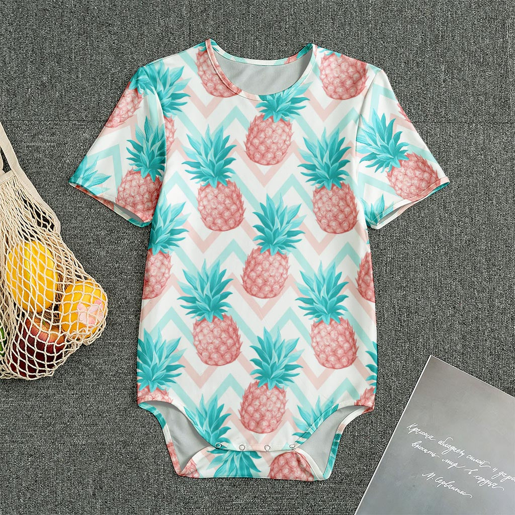 Bright Zig Zag Pineapple Pattern Print Men's Bodysuit