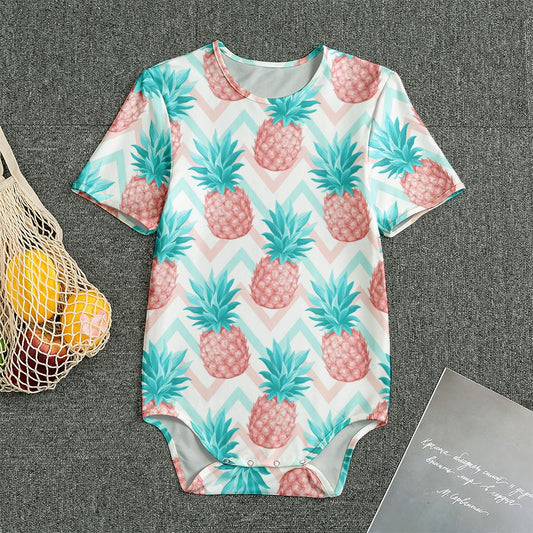 Bright Zig Zag Pineapple Pattern Print Men's Bodysuit