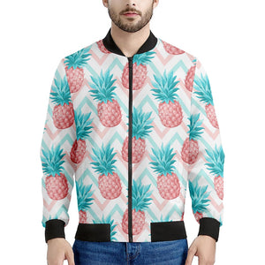 Bright Zig Zag Pineapple Pattern Print Men's Bomber Jacket