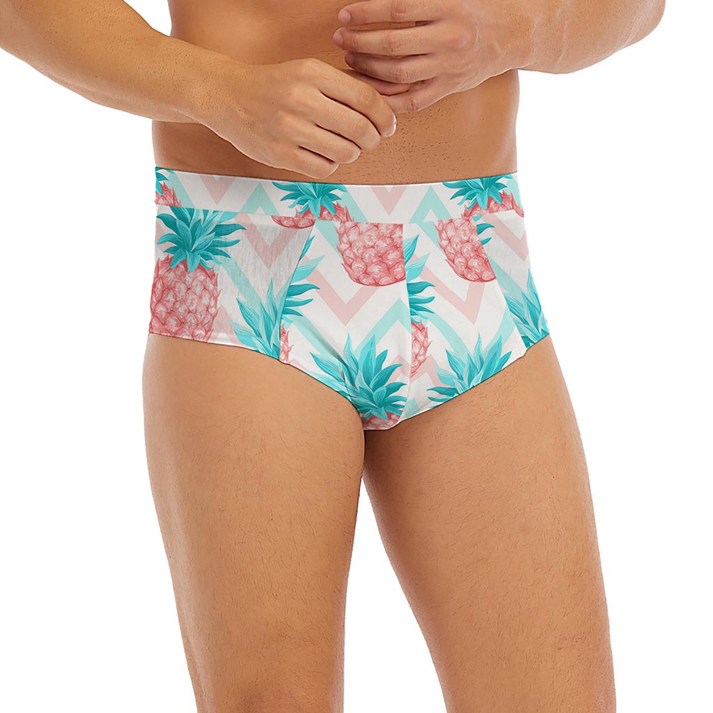 Bright Zig Zag Pineapple Pattern Print Men's Briefs