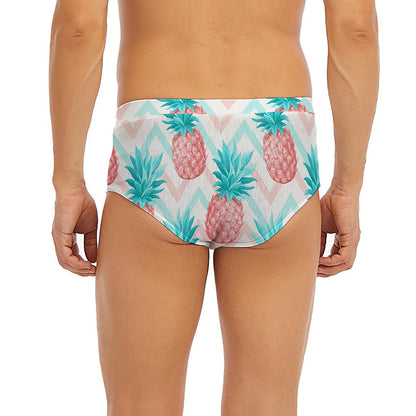 Bright Zig Zag Pineapple Pattern Print Men's Briefs