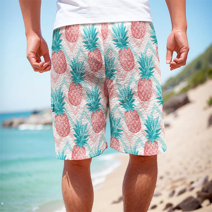 Bright Zig Zag Pineapple Pattern Print Men's Cargo Shorts