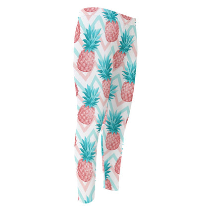 Bright Zig Zag Pineapple Pattern Print Men's Compression Pants