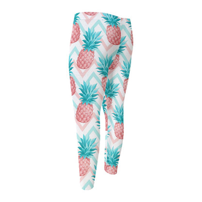 Bright Zig Zag Pineapple Pattern Print Men's Compression Pants