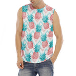 Bright Zig Zag Pineapple Pattern Print Men's Fitness Tank Top