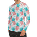 Bright Zig Zag Pineapple Pattern Print Men's Long Sleeve Rash Guard