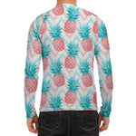 Bright Zig Zag Pineapple Pattern Print Men's Long Sleeve Rash Guard