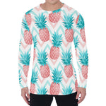 Bright Zig Zag Pineapple Pattern Print Men's Long Sleeve T-Shirt
