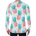 Bright Zig Zag Pineapple Pattern Print Men's Long Sleeve T-Shirt