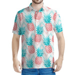 Bright Zig Zag Pineapple Pattern Print Men's Polo Shirt