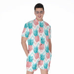 Bright Zig Zag Pineapple Pattern Print Men's Rompers