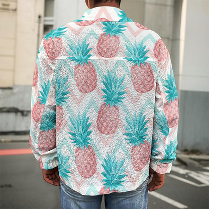 Bright Zig Zag Pineapple Pattern Print Men's Shirt Jacket