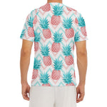 Bright Zig Zag Pineapple Pattern Print Men's Short Sleeve Rash Guard