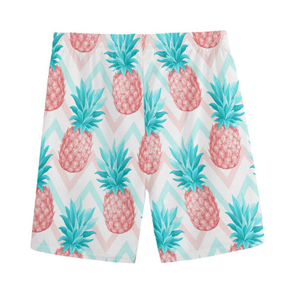 Bright Zig Zag Pineapple Pattern Print Men's Sports Shorts