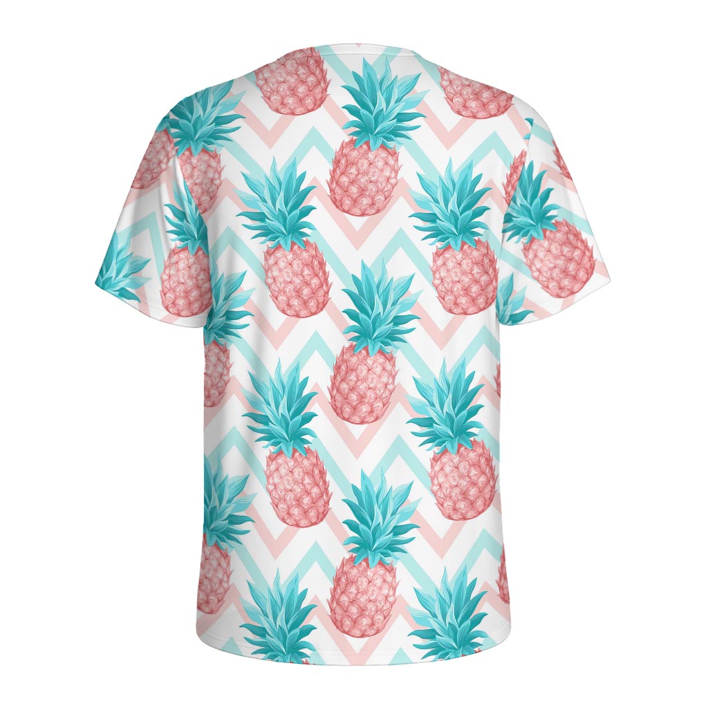 Bright Zig Zag Pineapple Pattern Print Men's Sports T-Shirt