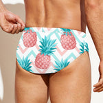 Bright Zig Zag Pineapple Pattern Print Men's Swim Briefs
