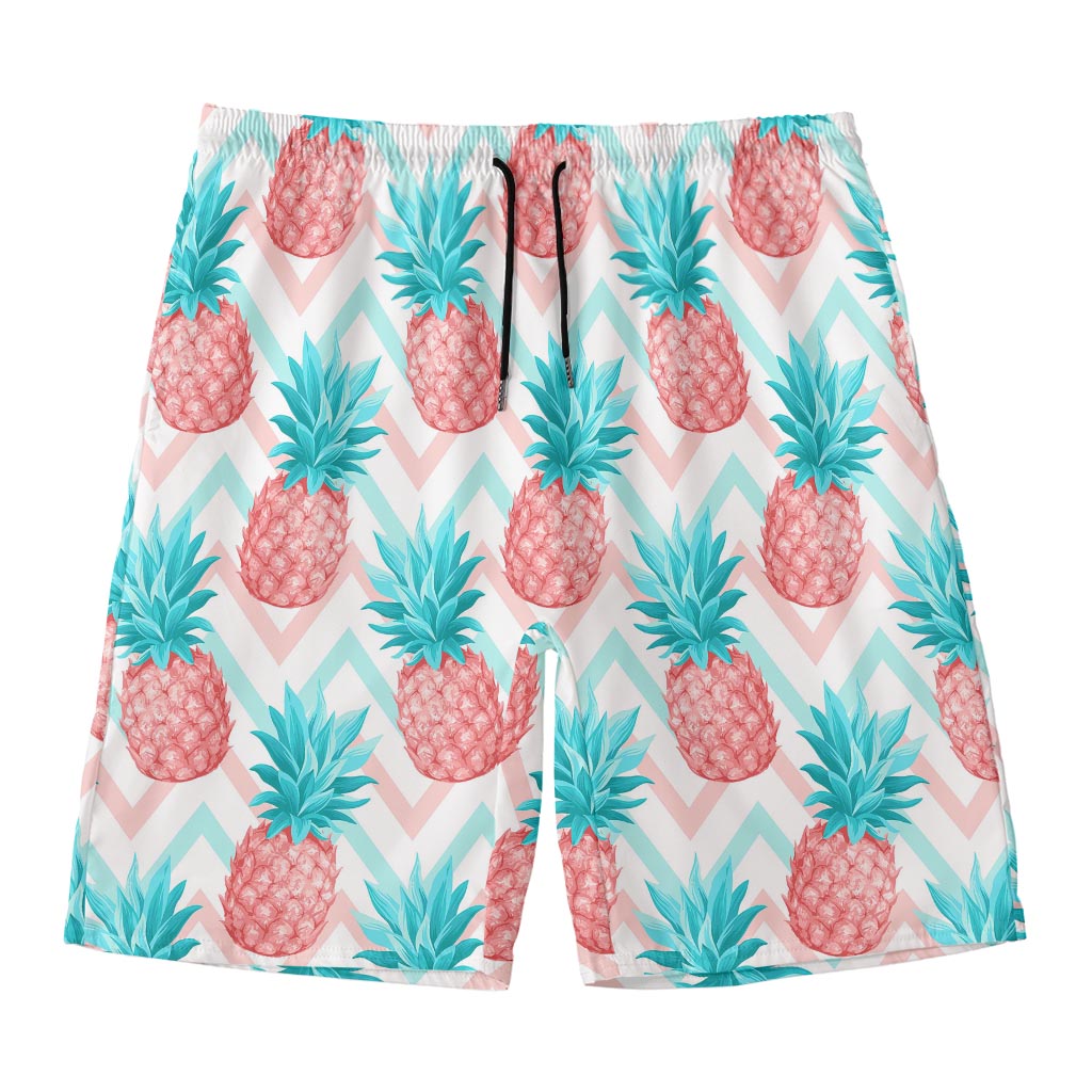 Bright Zig Zag Pineapple Pattern Print Men's Swim Trunks