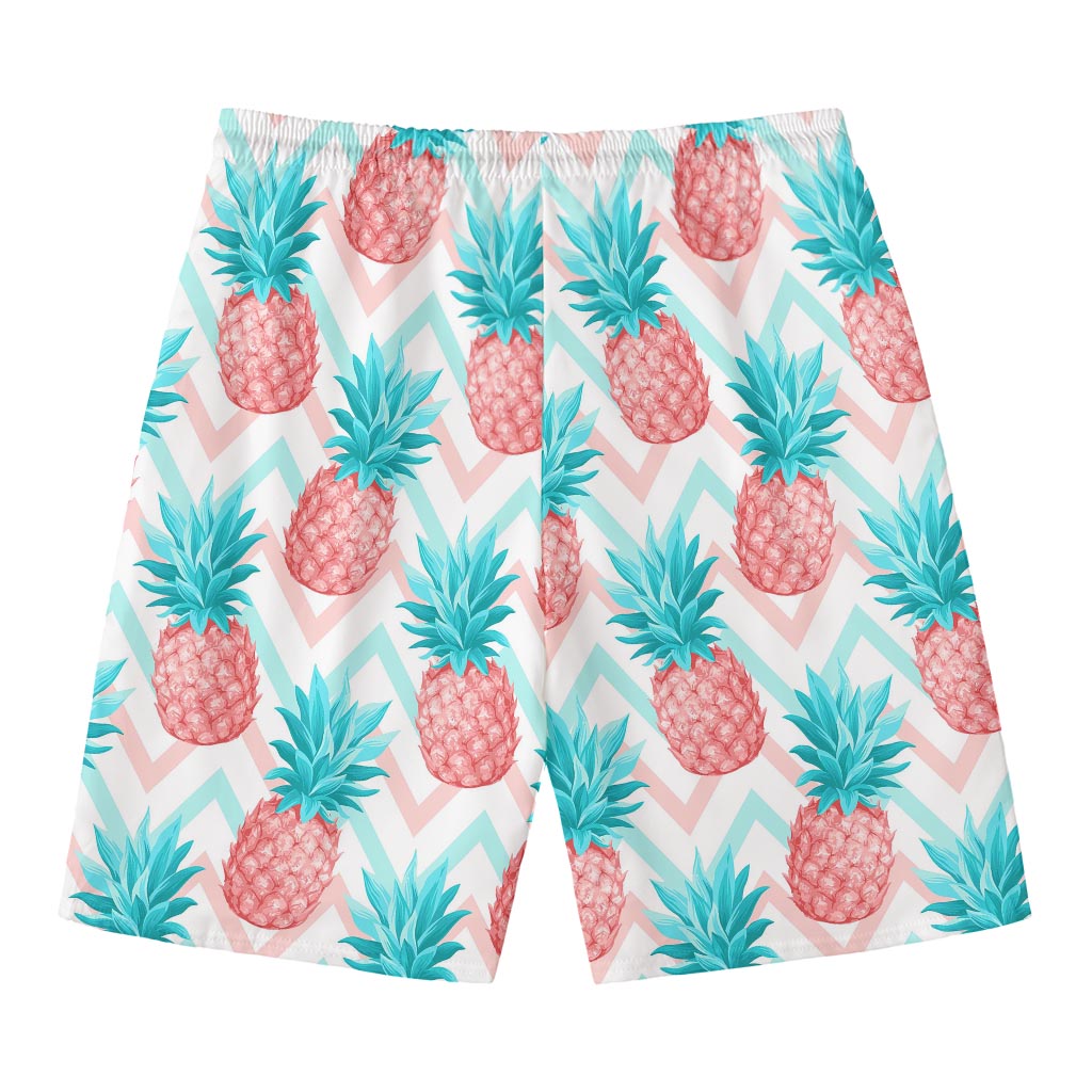 Bright Zig Zag Pineapple Pattern Print Men's Swim Trunks