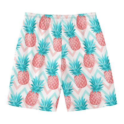 Bright Zig Zag Pineapple Pattern Print Men's Swim Trunks