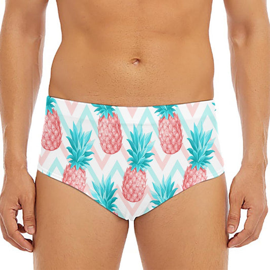 Bright Zig Zag Pineapple Pattern Print Men's Triangle Swim Briefs