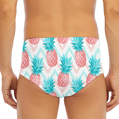 Bright Zig Zag Pineapple Pattern Print Men's Triangle Swim Briefs