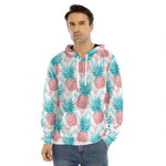 Bright Zig Zag Pineapple Pattern Print Men's Velvet Pullover Hoodie