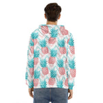 Bright Zig Zag Pineapple Pattern Print Men's Velvet Pullover Hoodie
