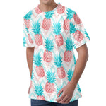Bright Zig Zag Pineapple Pattern Print Men's Velvet T-Shirt