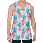 Bright Zig Zag Pineapple Pattern Print Men's Velvet Tank Top