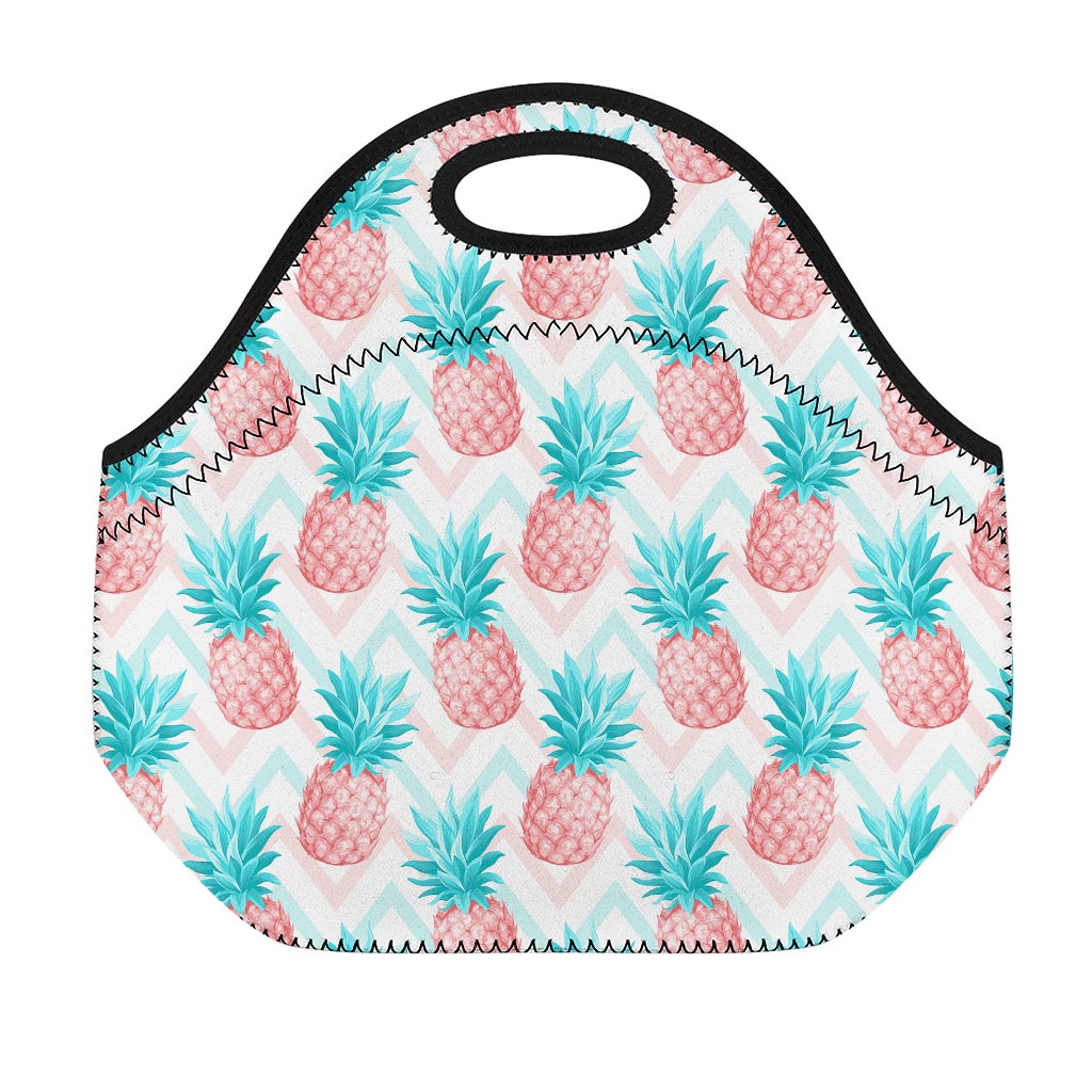 Bright Zig Zag Pineapple Pattern Print Neoprene Lunch Bag
