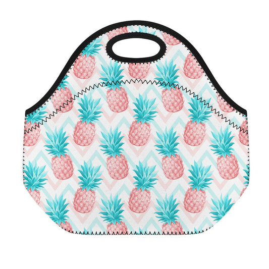 Bright Zig Zag Pineapple Pattern Print Neoprene Lunch Bag