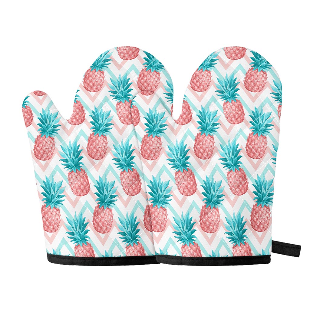 Bright Zig Zag Pineapple Pattern Print Oven Mitts