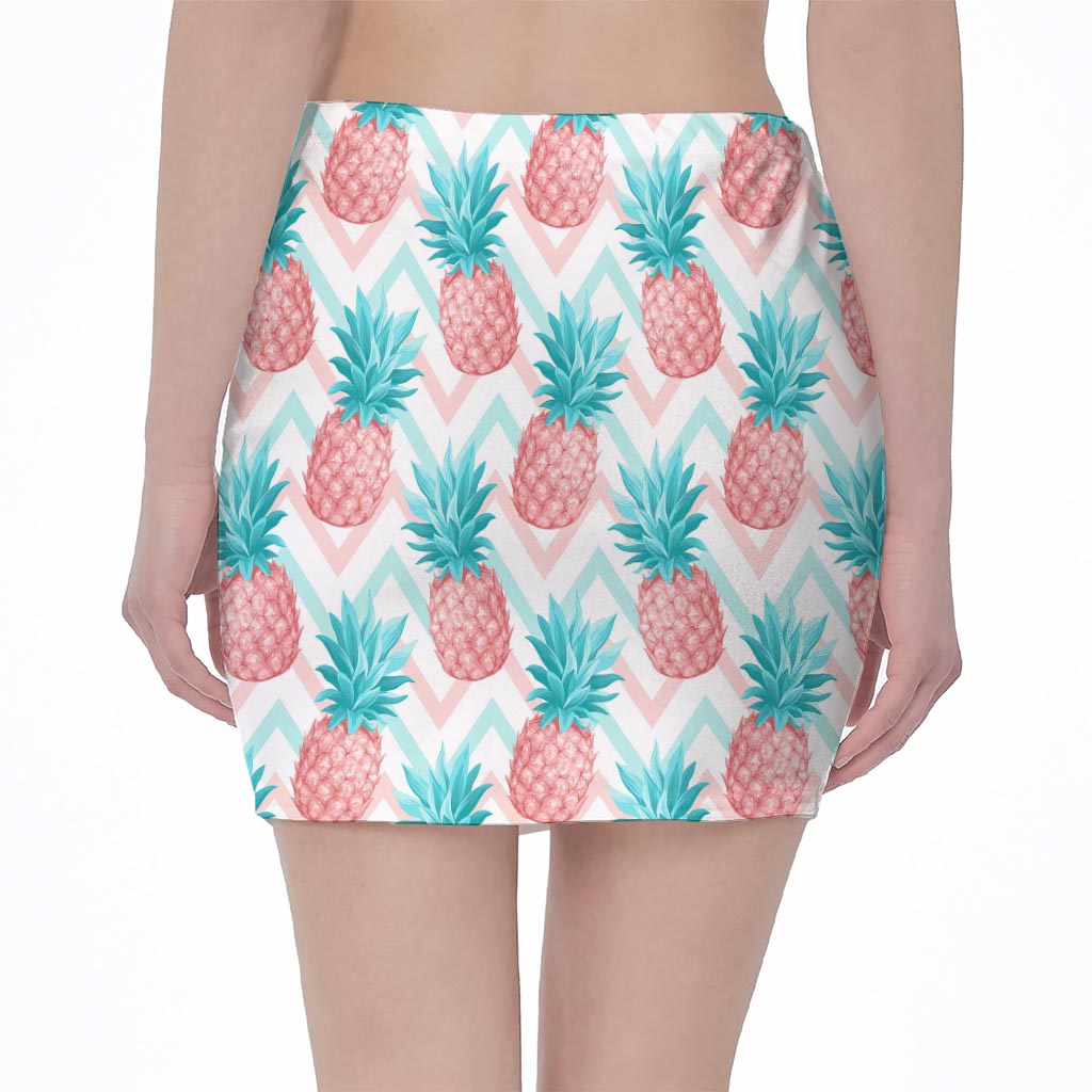 Bright Zig Zag Pineapple Pattern Print Pencil Mini Skirt