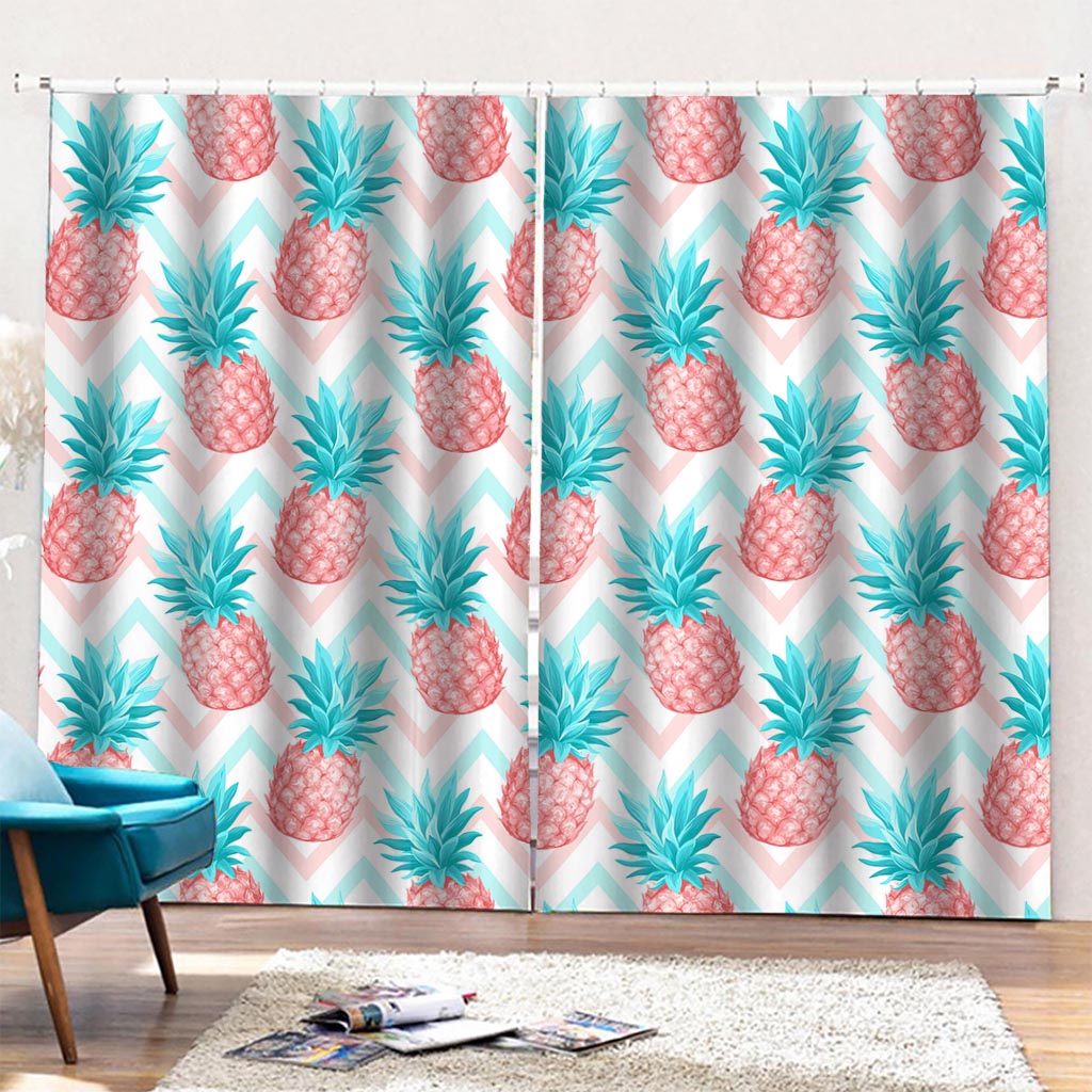 Bright Zig Zag Pineapple Pattern Print Pencil Pleat Curtains