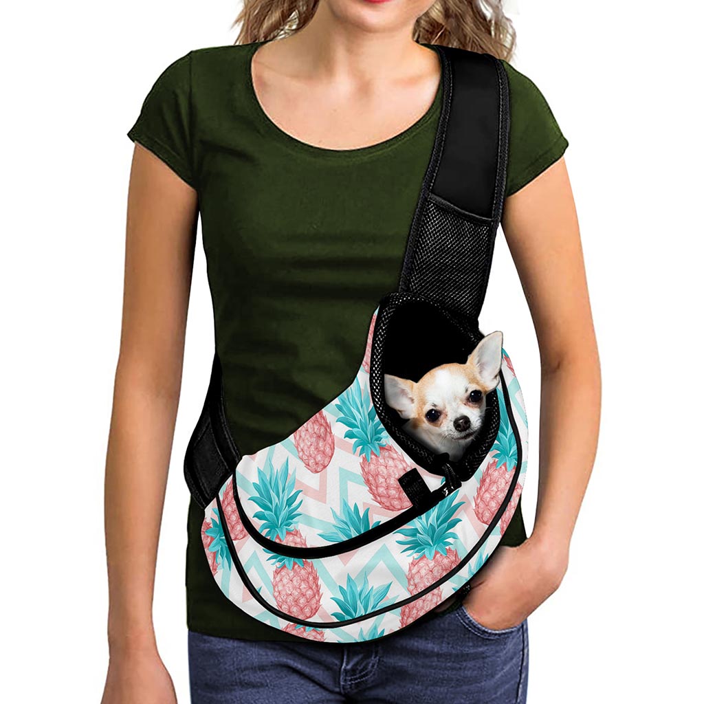 Bright Zig Zag Pineapple Pattern Print Pet Sling Carrier