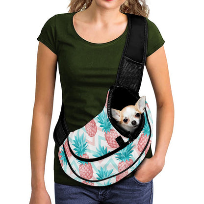 Bright Zig Zag Pineapple Pattern Print Pet Sling Carrier