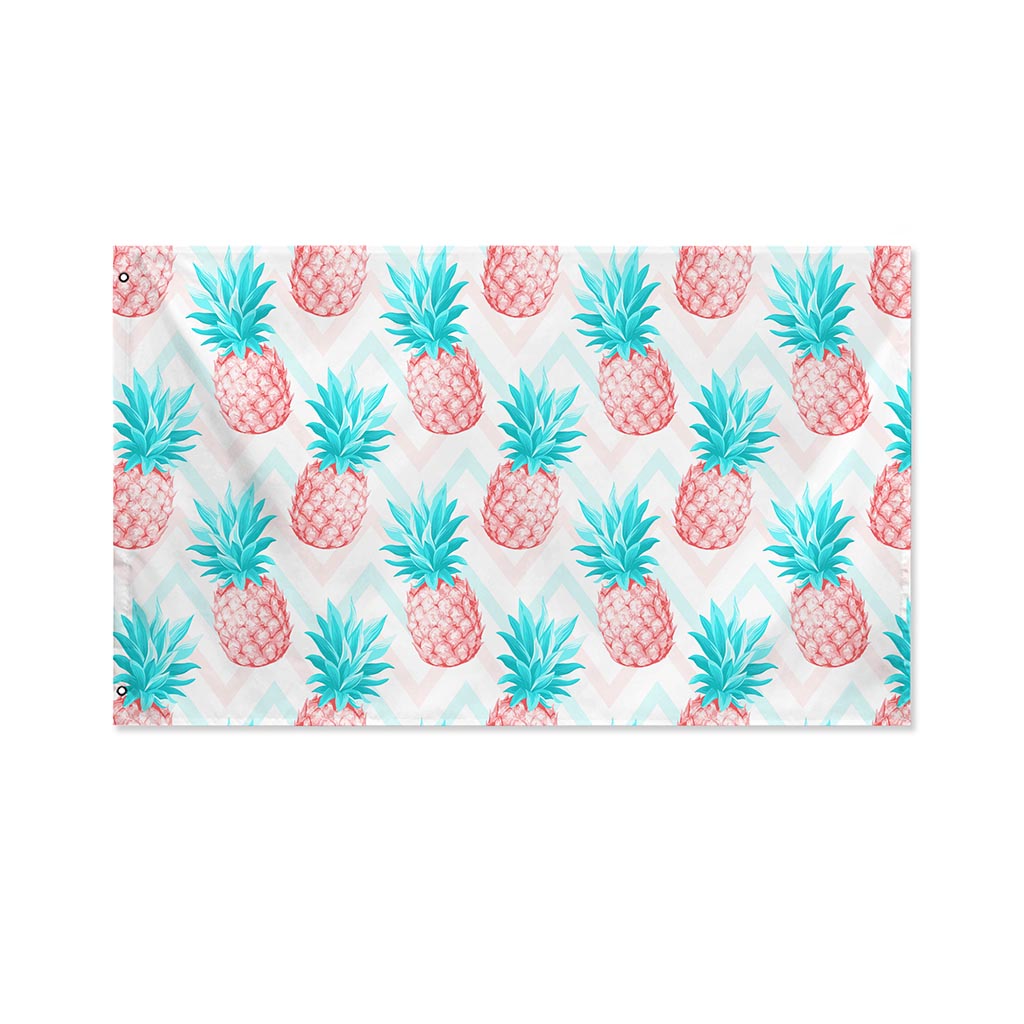 Bright Zig Zag Pineapple Pattern Print Polyester Flag