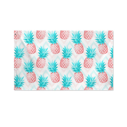 Bright Zig Zag Pineapple Pattern Print Polyester Flag