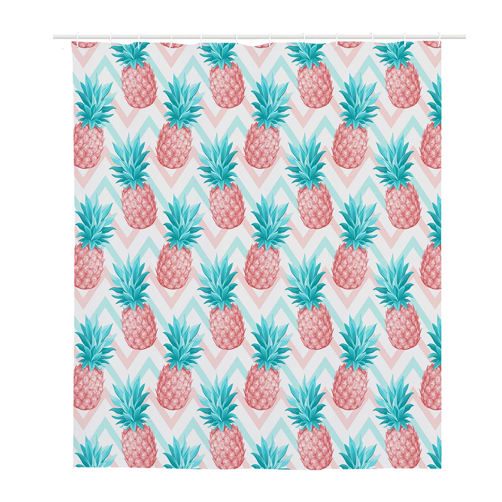 Bright Zig Zag Pineapple Pattern Print Polyester Shower Curtain