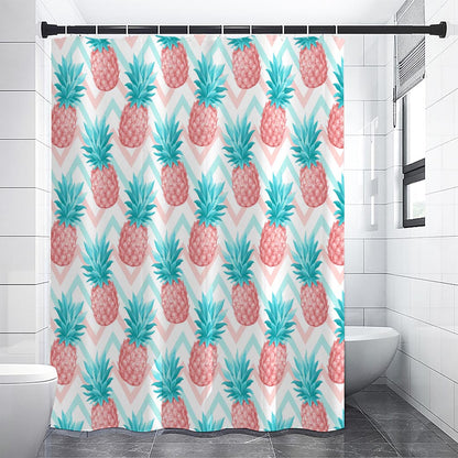 Bright Zig Zag Pineapple Pattern Print Premium Shower Curtain