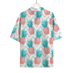 Bright Zig Zag Pineapple Pattern Print Rayon Hawaiian Shirt