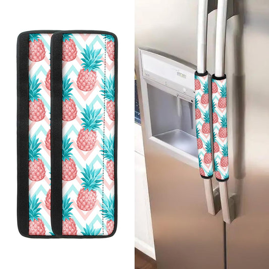 Bright Zig Zag Pineapple Pattern Print Refrigerator Handle Covers
