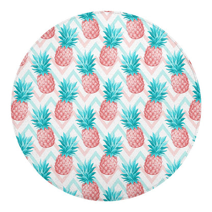 Bright Zig Zag Pineapple Pattern Print Round Blanket