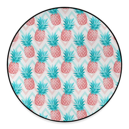Bright Zig Zag Pineapple Pattern Print Round Floor Mat